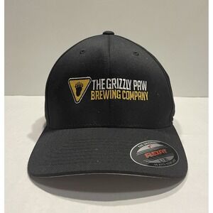 FLEXFIT FITTED BLACK‎ HAT CAP THE GRIZZLY PAW BREWING COMPANY